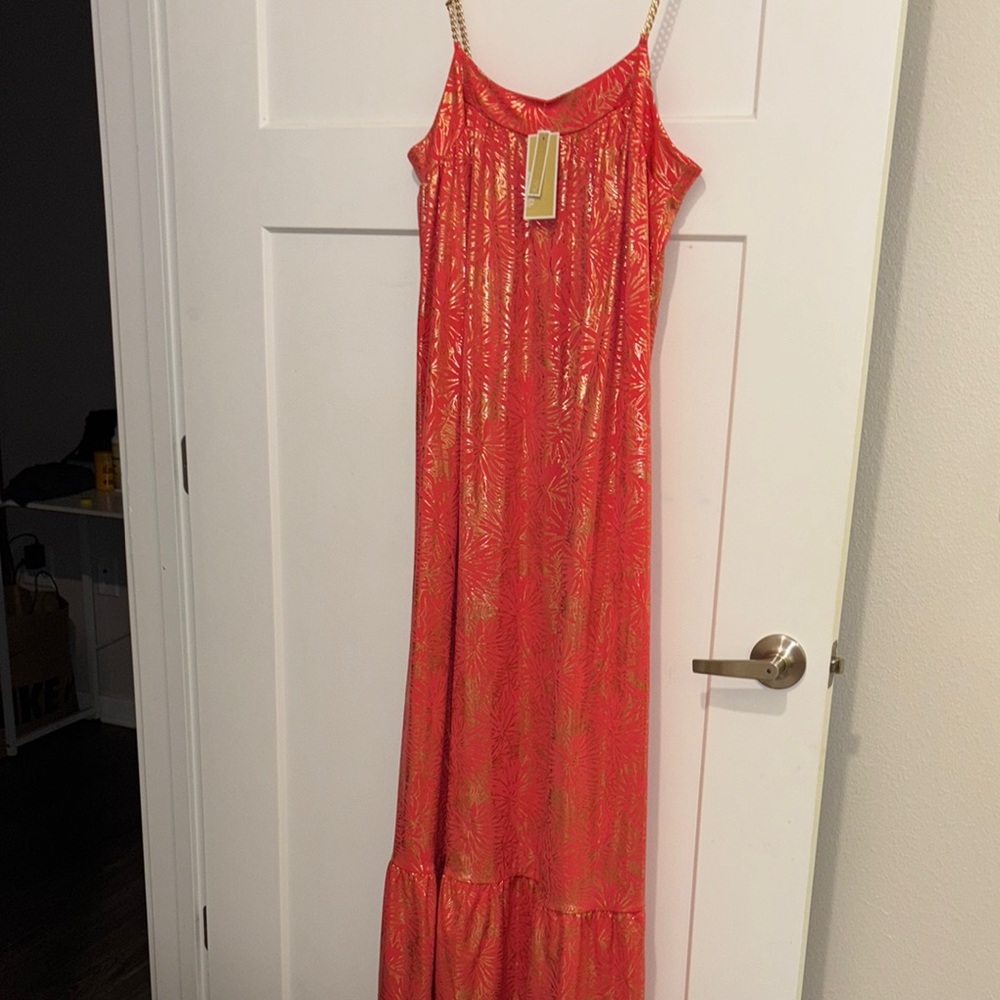 MICHAEL Michael Kors Red and Gold Maxi Dress